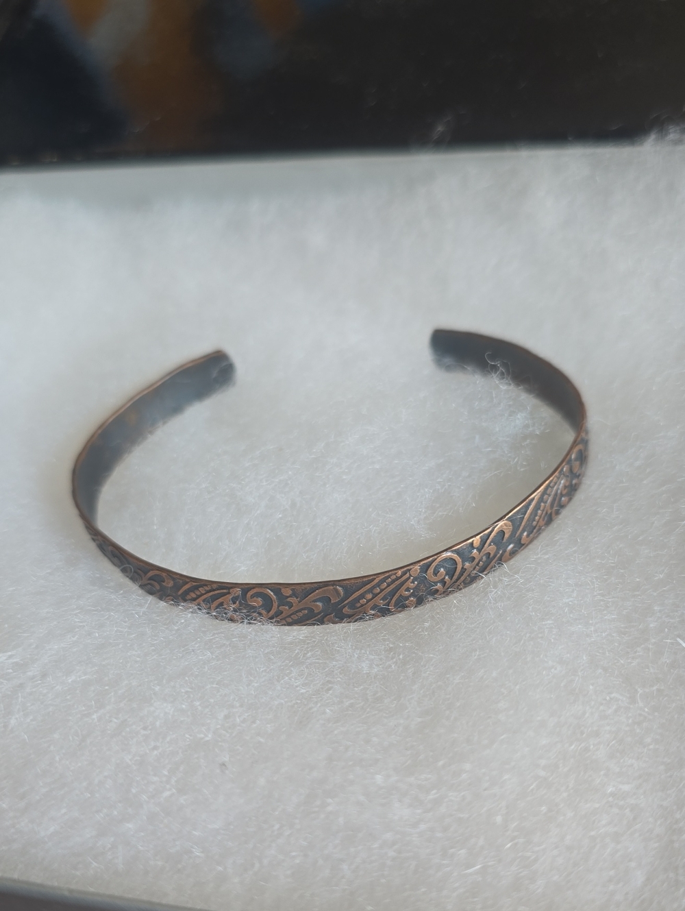 Copper-Tone Floral Engraved Cuff Bracelet - Women Jewelry